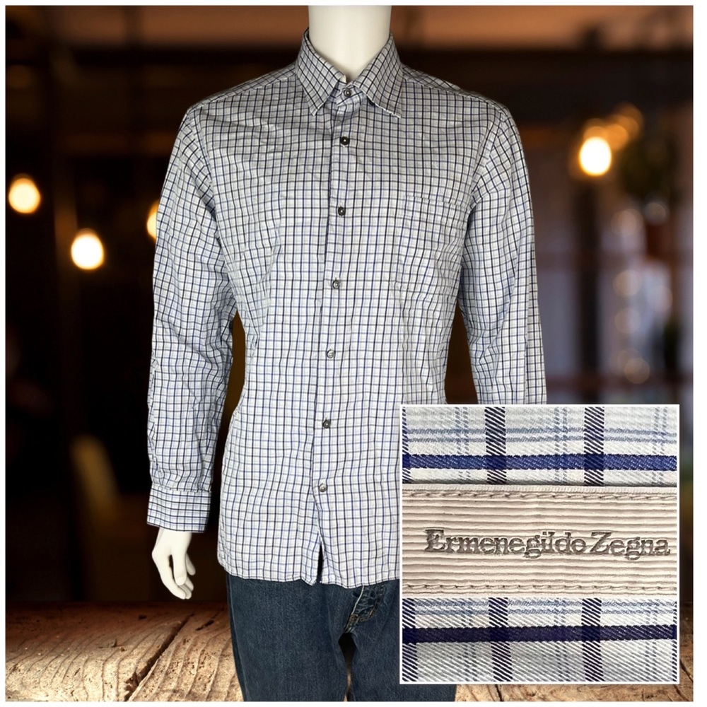 ERMENEGILDO ZEGNA Mens Long Sleeve Button Front Shirt SZ XL